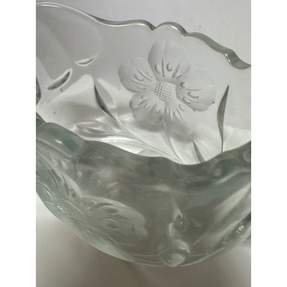 Scalloped Pressed Glass Creamer Pitcher 3x4
